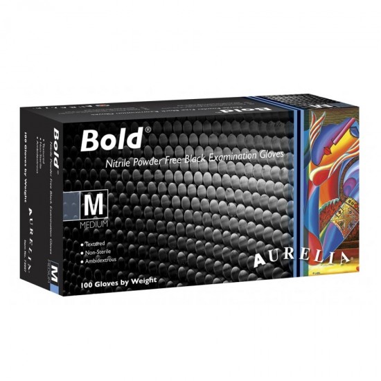 Γάντια Νιτριλίου Medium Aurelia Bold Μαύρα 100 τεμάχια 